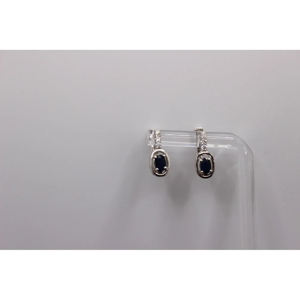 925 Sterling Silver Sapphire Ring and Earrings Set Blue Stone Jewelry